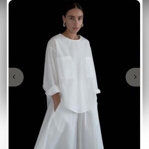 Modern Weaving Popover Top Poplin Normcore Pocket Parchment Off-White Women’s XL